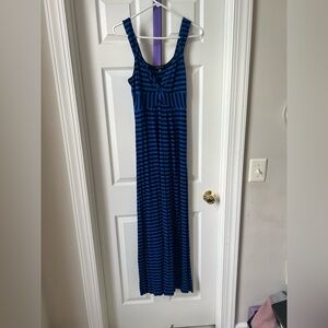 Spense Blue and Black Striped Maxi Dress